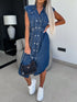 'Elara' Cap Sleeve Denim Dress - Celes Fashion
